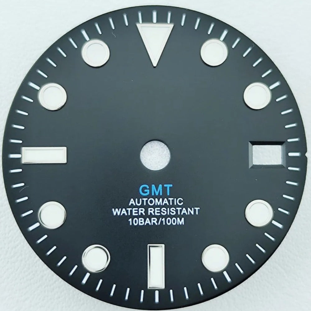 28.5mm Blue GMT Black Watch Dial Men's Watch Dial with Hands Suitable for NH34