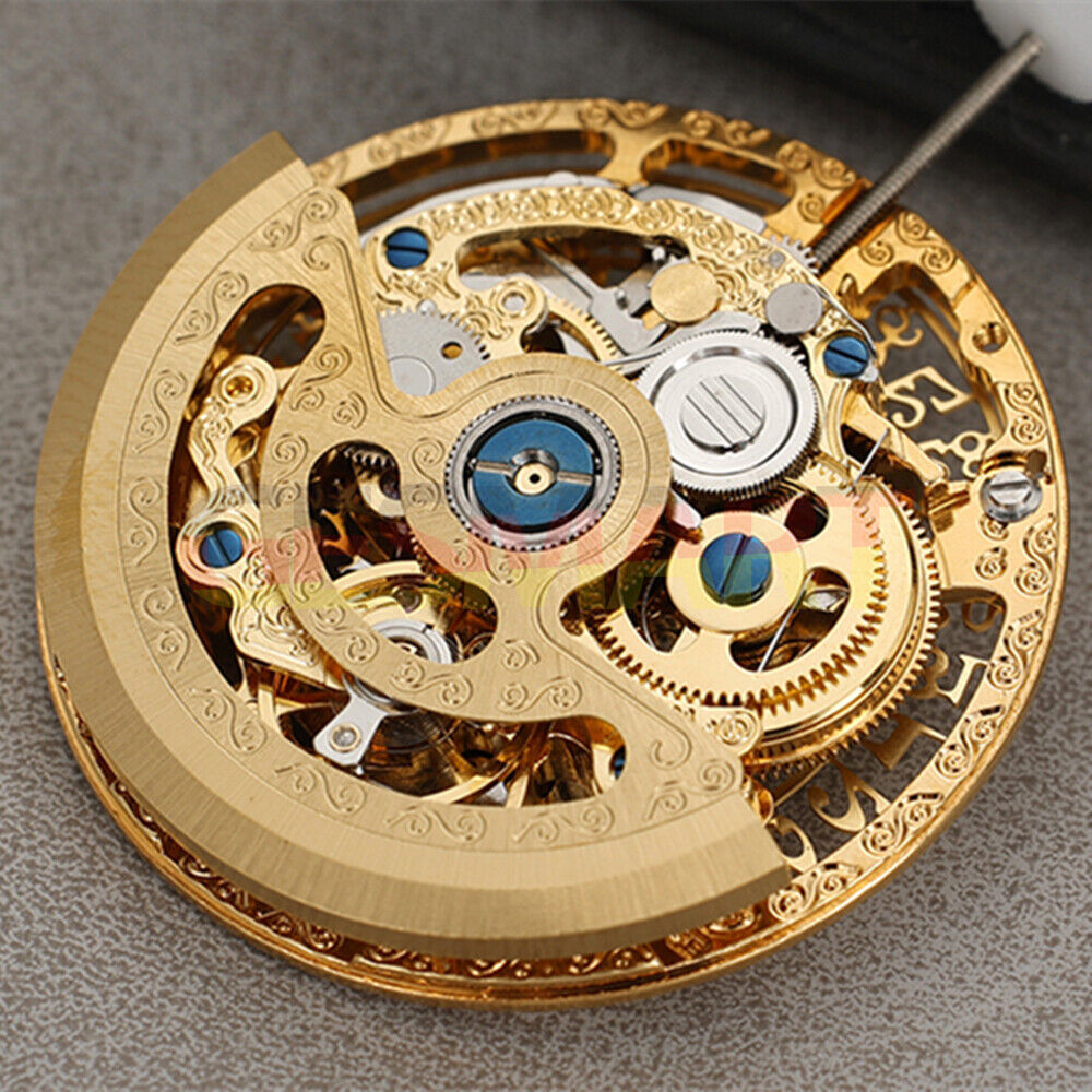 Golden Hollow Calendar watch by HZ27AOB featuring automatic mechanical movement and Chinese craftsmanship.