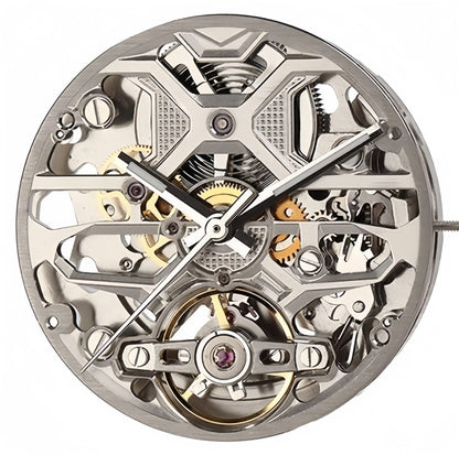Chinese Hangzhou Black 1A05A watch accessory with carved hollow design and automatic mechanical movement.