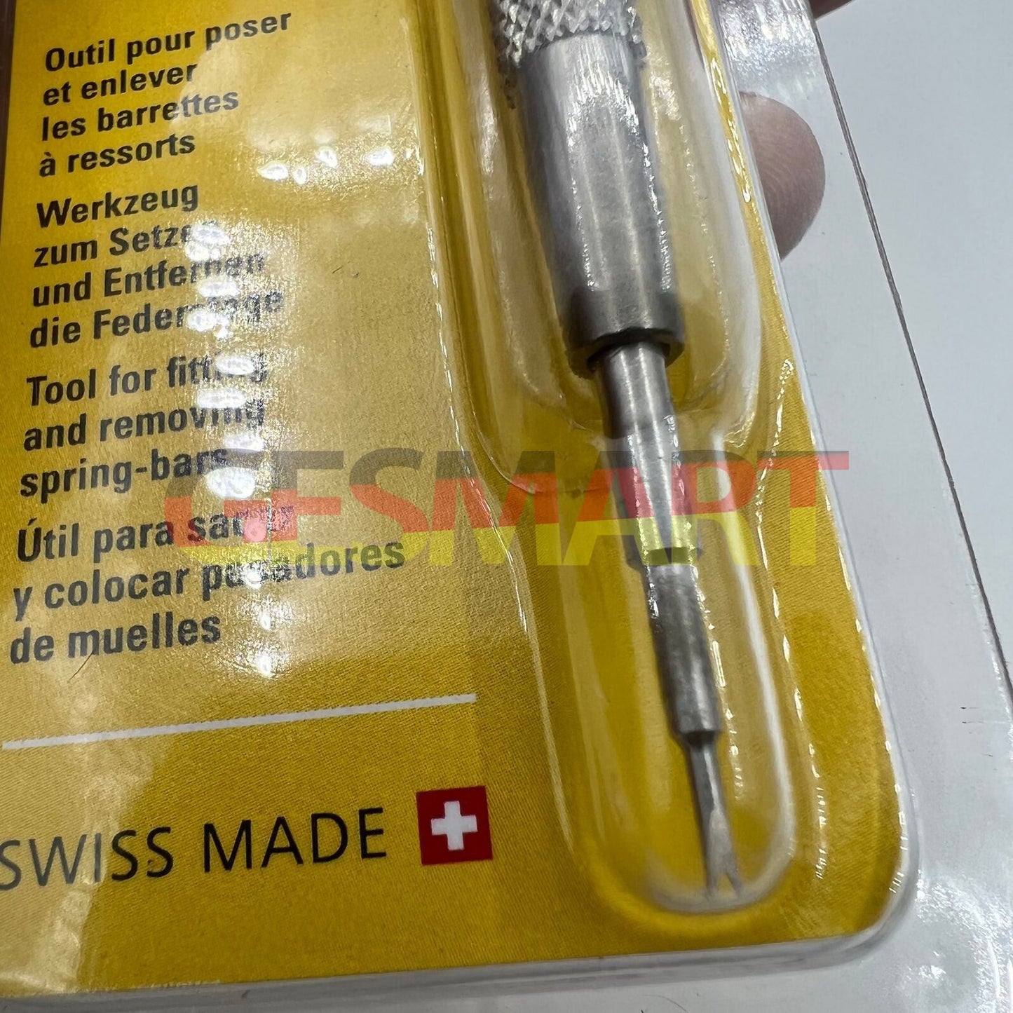 Bergeon 6767-F spring bar tool with dual tips for precise watch bracelet removal and fitting.