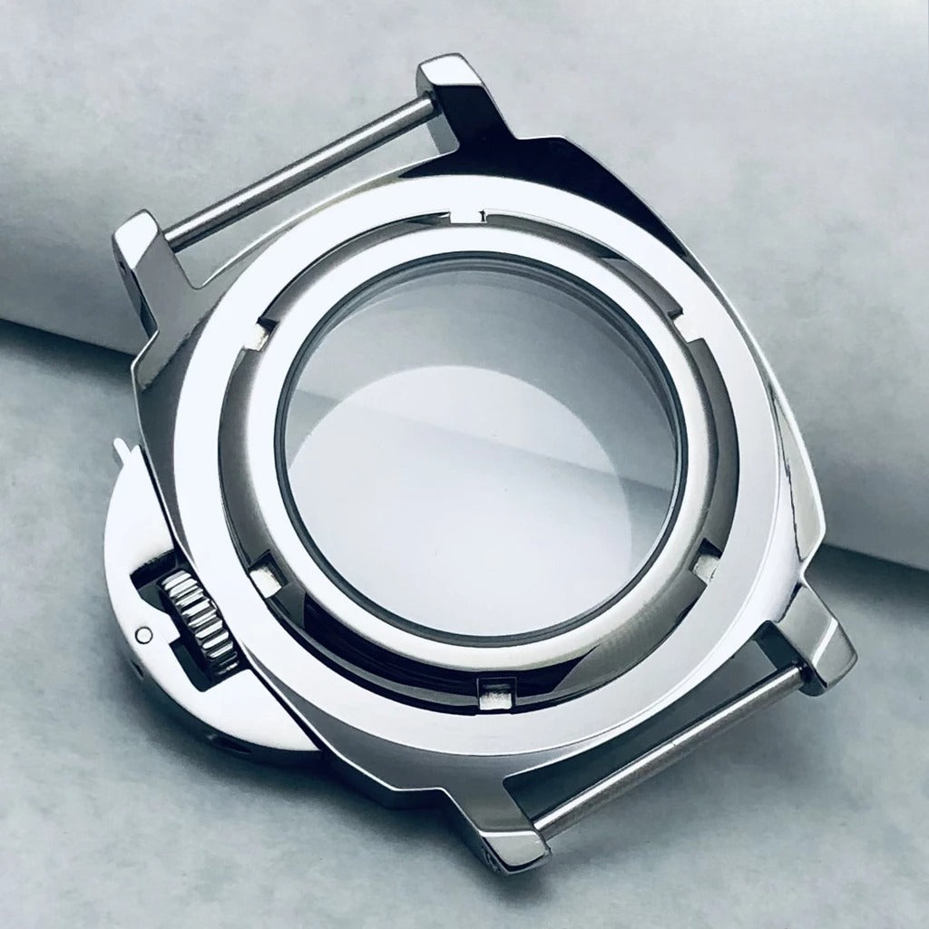 40MM Sapphire Polished Steel Watch Case with Handle Fit NH34 NH35 NH36 NH38