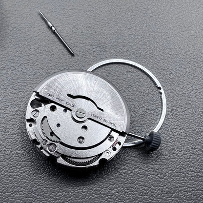 Japan Miyota 8215 silver plated automatic watch movement with date at 6 o?clock, precise mechanical design.
