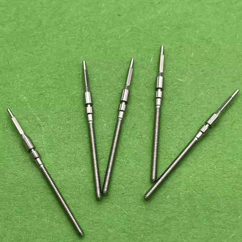 Set of 5 winding stems for Miyota 8215, 8200, 8205 watch movements, perfect for precise repairs.