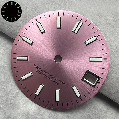28.5mm Multicolor Date Window Green Luminous Dial For NH35  NH36/4R/7S Movement