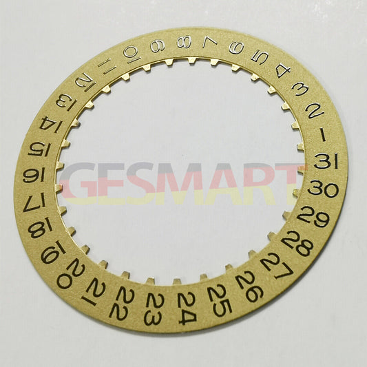 Golden date wheel overlay for ETA2824 watch movement, date display at 3 o'clock, precision fit.