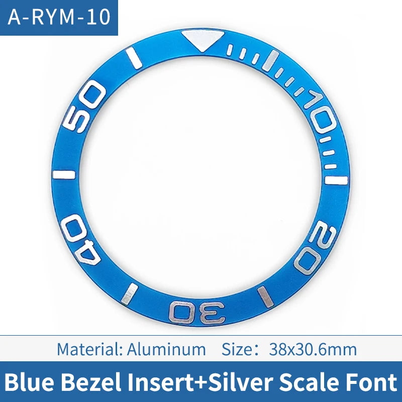 38mm Silver Font Blue Sloped Aluminum Watch Bezel For Skx007 Srpd Diving Watch