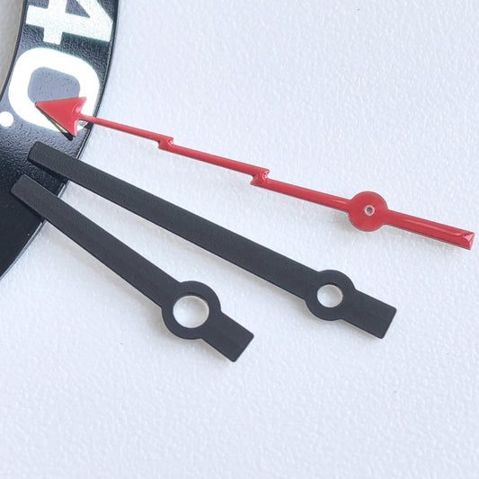 Red Lightning second watch hands for 3230 3235 mechanical movement, sleek black painted design.