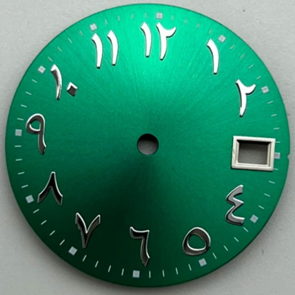 28.5mm Green Modified Arabic No Lume Watch Dial Fit for NH35 NH36 4R35 4R36