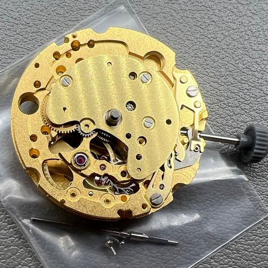 Golden plated Japan Miyota 82S7 automatic mechanical watch movement for precise timekeeping.