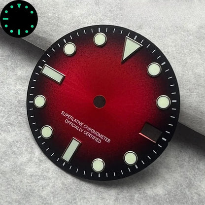 28.5mm Single Calendar Luminous Watch Dial Fit NH35 NH36 Red Black Gray Green
