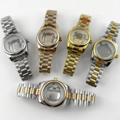31MM Round Bezel Sapphire Glass Presidential bracelet Watch Case for NH05 NH06