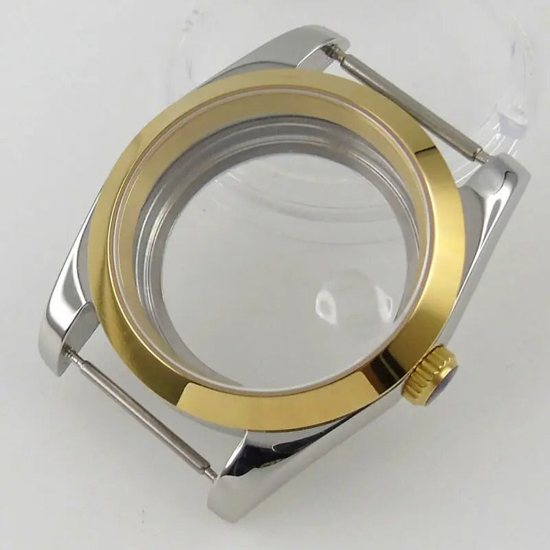 Polish 36/39MM Sapphire Glass Two Tone Watch Case Fit NH35 NH36 NH38 2824