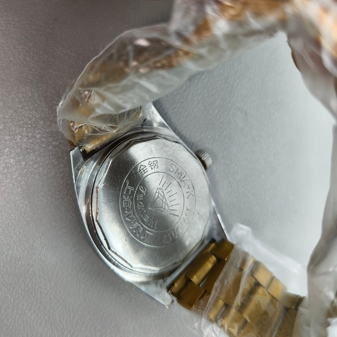 38mm Golden Band DIAMOND Manual Mechanical Watch 17 Jews White Dial Silver Case