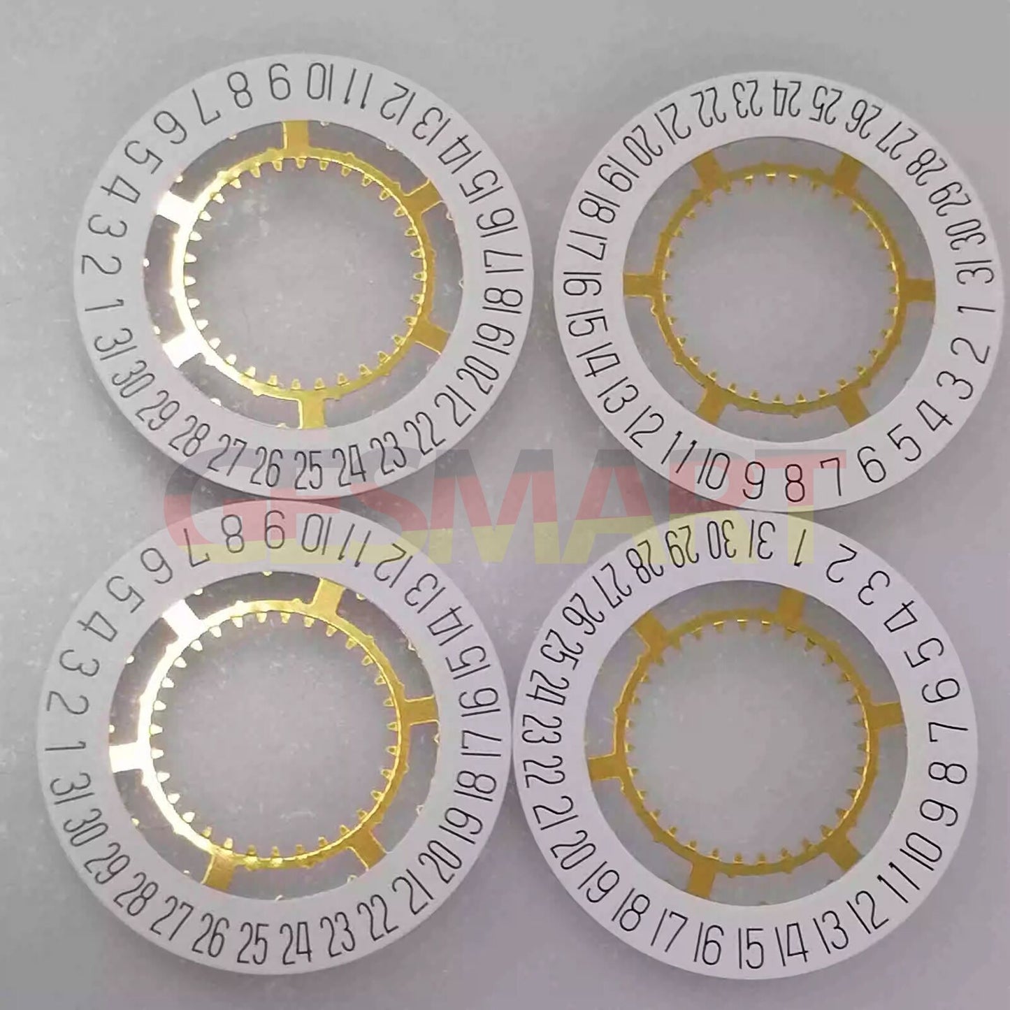 Genuine Swiss white date disk wheel for Ronda 715 watch movement, date displayed at 6 o'clock position.