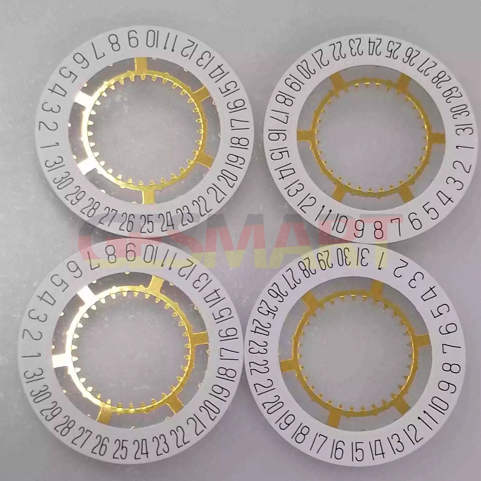 Genuine Swiss white date disk wheel for Ronda 715 watch movement, date displayed at 6 o'clock position.