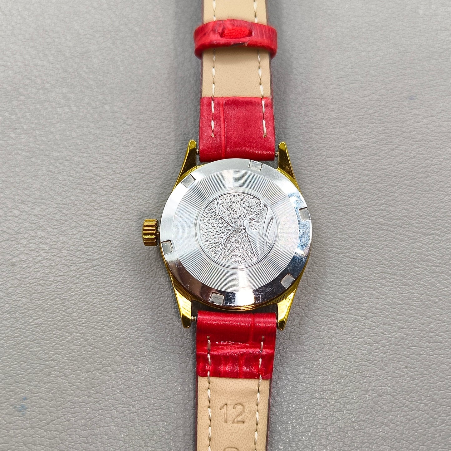 Seagull Manual Mechanical Red Srap Lady Watch Gradient Golden Nail Single Calendar