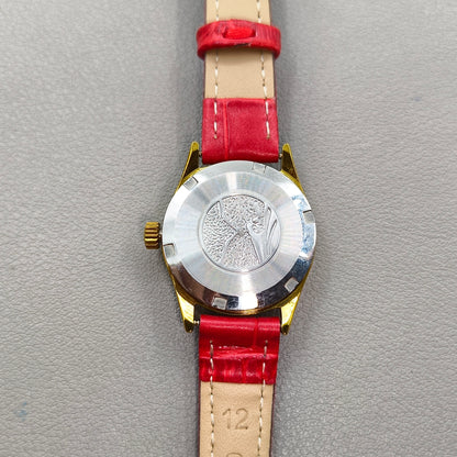 Seagull Manual Mechanical Red Srap Lady Watch Gradient Golden Nail Single Calendar