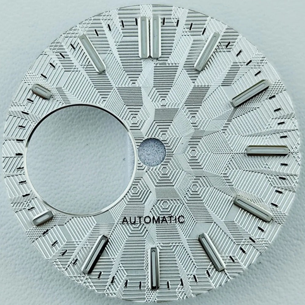 Green Luminous Silver Vein Hollow Watch Dial Fit for NH38 Movement Watch Part