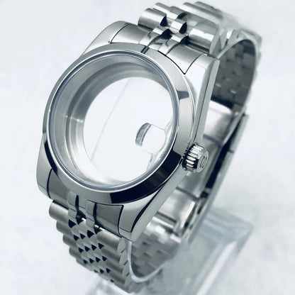 36/40mm Watch Case with Stainless Steel Sapphire Crystal for NH34 NH36 S Crown