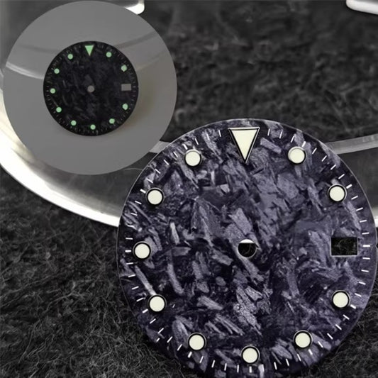 28.5mm BGW9-C3 Green Lume Black Grey Natural Carbon Fiber Watch Dial Fit for NH35