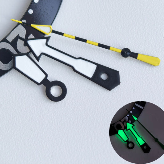 Black-trimmed white and yellow second hand with green lume for NH35/36 watch movement.