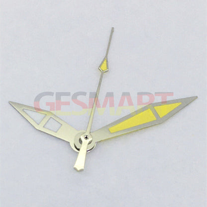 Aiguilles de montre 3 aiguilles avec garniture argentée et luminescente jaune pour mouvements asiatiques 8215/2813/8205