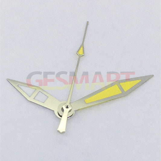 Aiguilles de montre 3 aiguilles avec garniture argentée et luminescente jaune pour mouvements asiatiques 8215/2813/8205