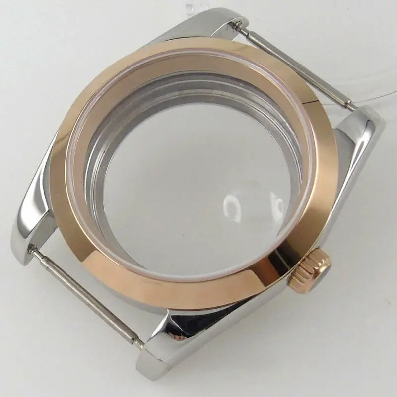 36mm Sapphire Glass Rose Golden Two Tone Watch Case fit NH35 NH36 NH38
