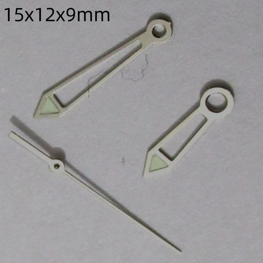 White painted hollow lume pointed watch hands set for Miyota 2035, 2115, 2105 movements.