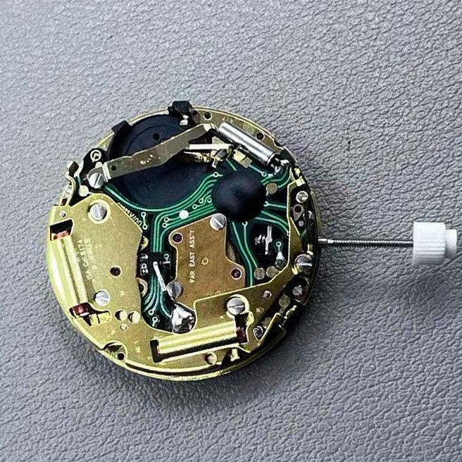 Swiss ISA 8174 quartz movement with 6 hands, golden plated for watch accessories.
