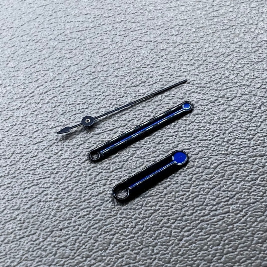 2 Sets Round Tip Black Trim Blue Painted Watch Hands for Ronda 515 Movement