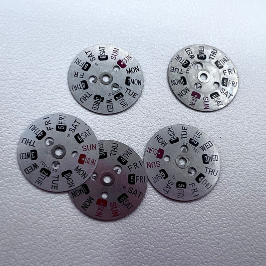 5 PIECES Red+Black Font English Week Disk Wheel Week Wheel for Orient 46941 46943