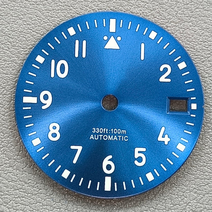 29mm Blue Watch Dial For NH35 NH36 Movement Green Lume No Logo Automatic