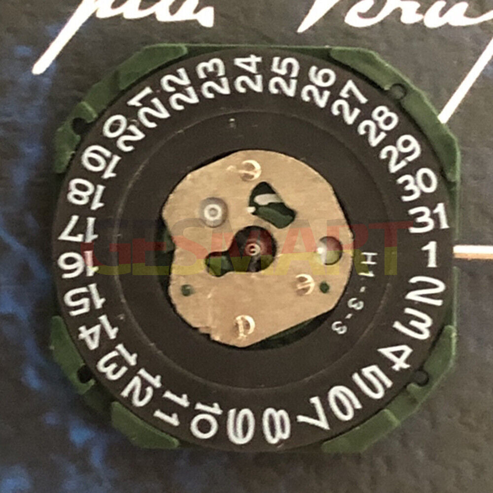 Black dial watch with Miyota 2315 quartz movement, 3 hands, date at 3 o'clock, featuring watch stem for AccurateTime brand.