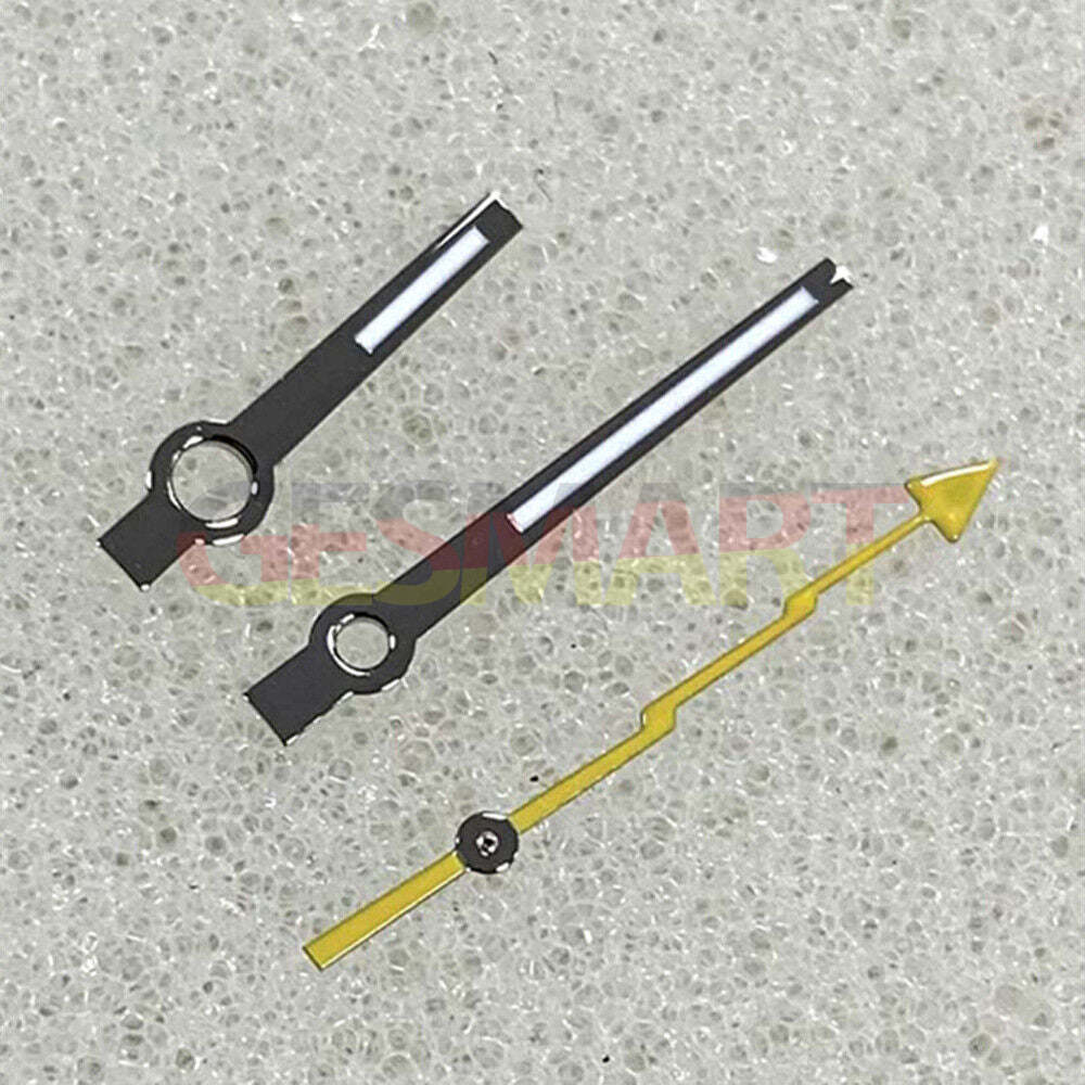 Green luminescent silver-trimmed watch hands for Miyota 8215 and Mingzhu 2813 movements, precision fit.