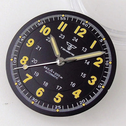 Pilot 29mm Nologo black and silver dial face for NH35 NH36 vintage diver watch mod parts