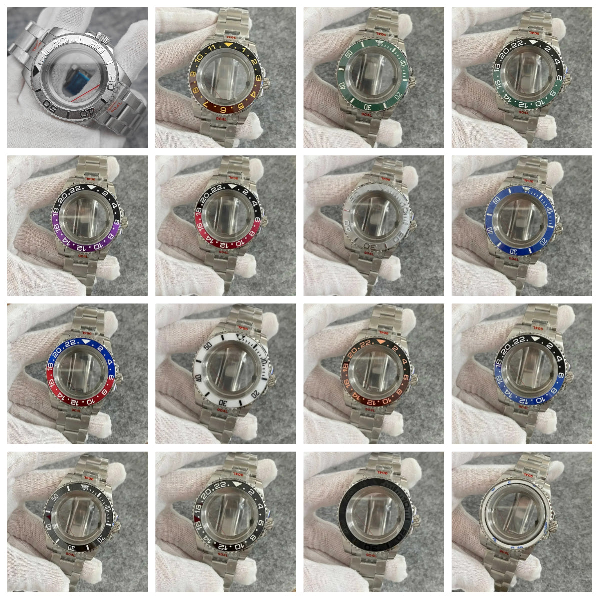 40mm Watch Case Set Sapphire Glass Steel Strap+Ceramics Bezel for NH35/ NH36