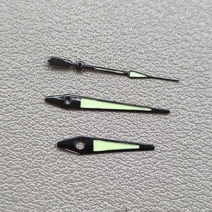 2 Sets Black Trim Arrow Shape Green Luminous Watch Hands for ISA 2331