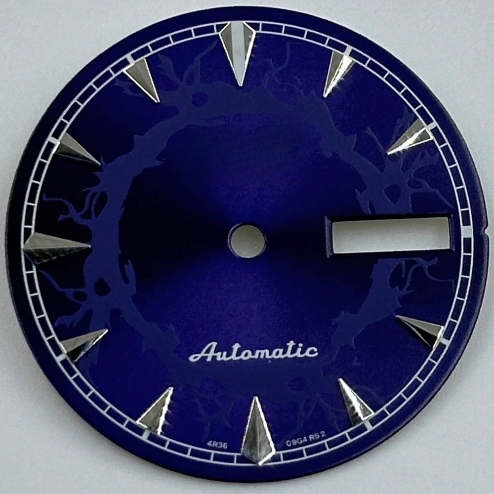 Blue No Lume 28.5mm Nail Dial for NH36 Datejust Watch, Silver Modified