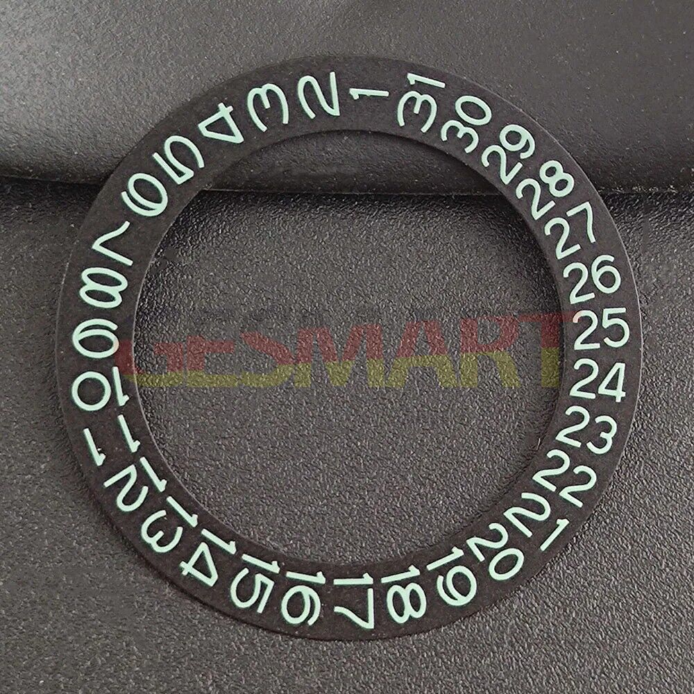 Black date disk overlay with green numerals for NH35 NH36 watch movements.