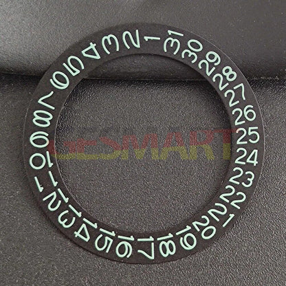 Black date disk overlay with green numerals for NH35 NH36 watch movements.