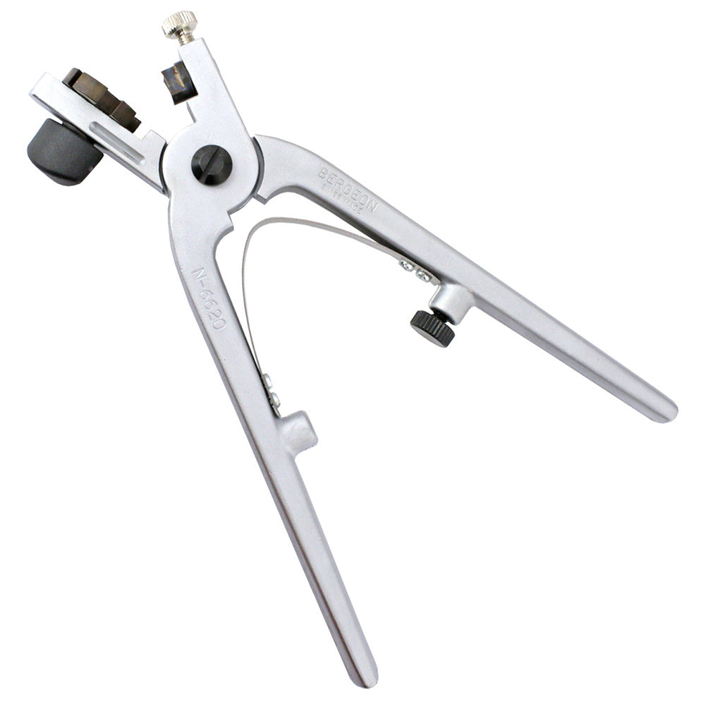Bergeon 6620 Swiss notching pliers for precise watch band adjustments and repairs, professional watch tool.