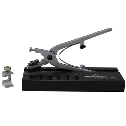 Bergeon 6620 Swiss notching pliers set for precise watch band adjustments and repairs.