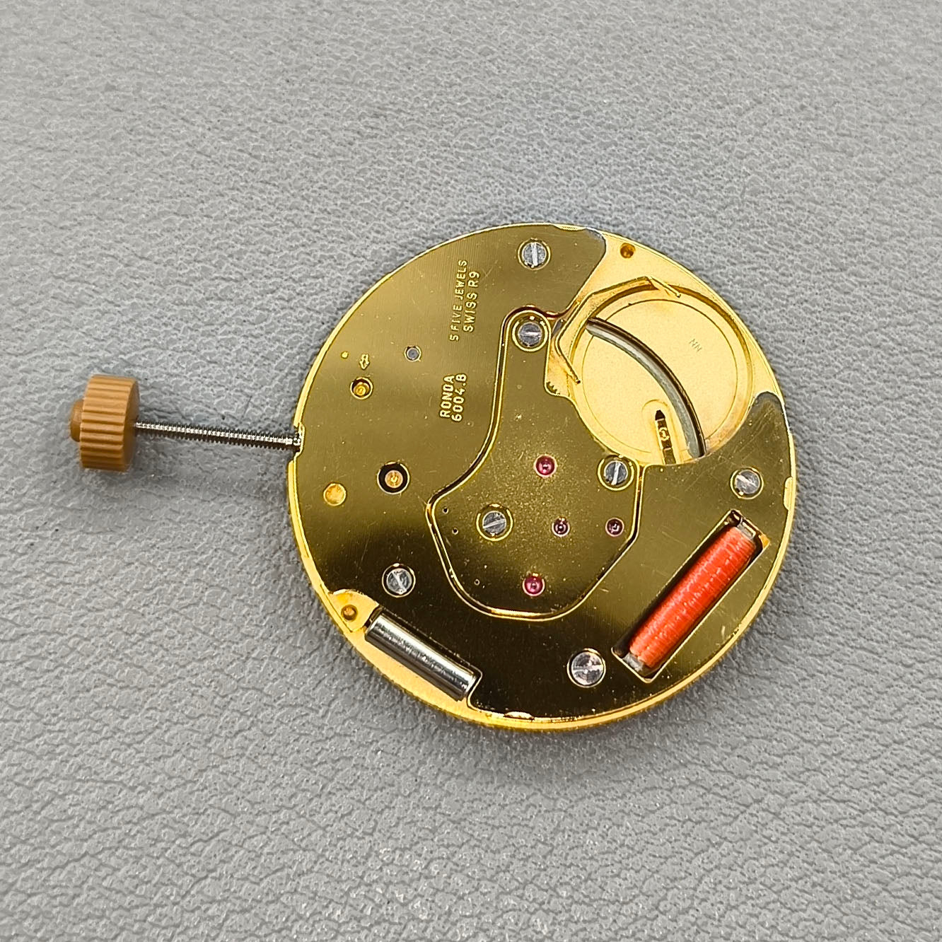 Swiss Ronda 6004B 6004.B Quartz Watch Movement Golden Plated Date@12