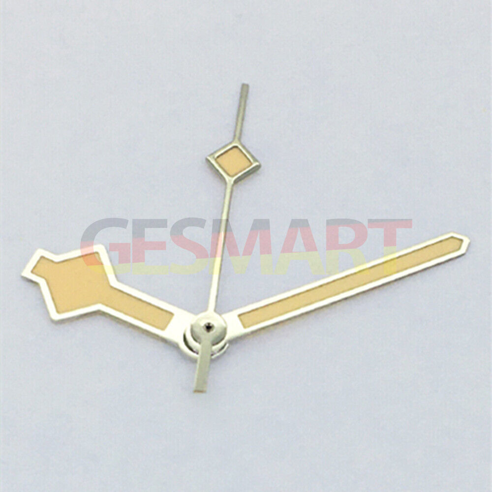 Fashion silver-trim yellow lume watch hands for Asian 8215/2813/8205 movement, precise and stylish replacement parts.