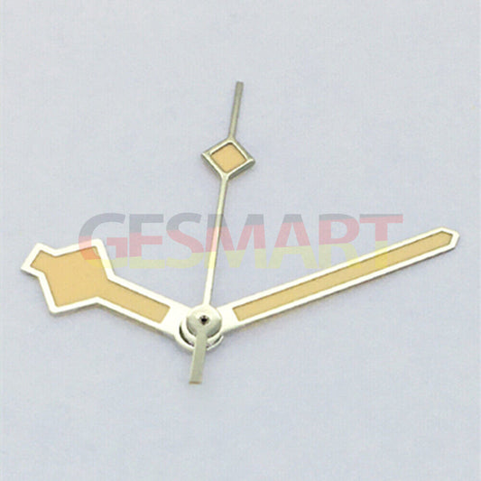 Fashion silver-trim yellow lume watch hands for Asian 8215/2813/8205 movement, precise and stylish replacement parts.