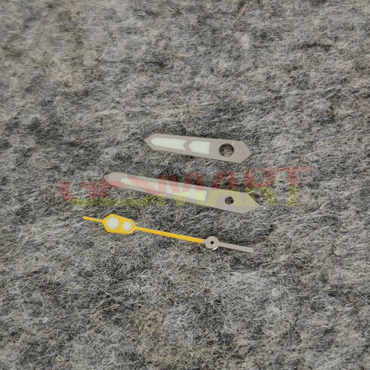 Arrow-shaped green luminous watch hands with silver trim, compatible with NH35/NH36/4R/7S movements from.