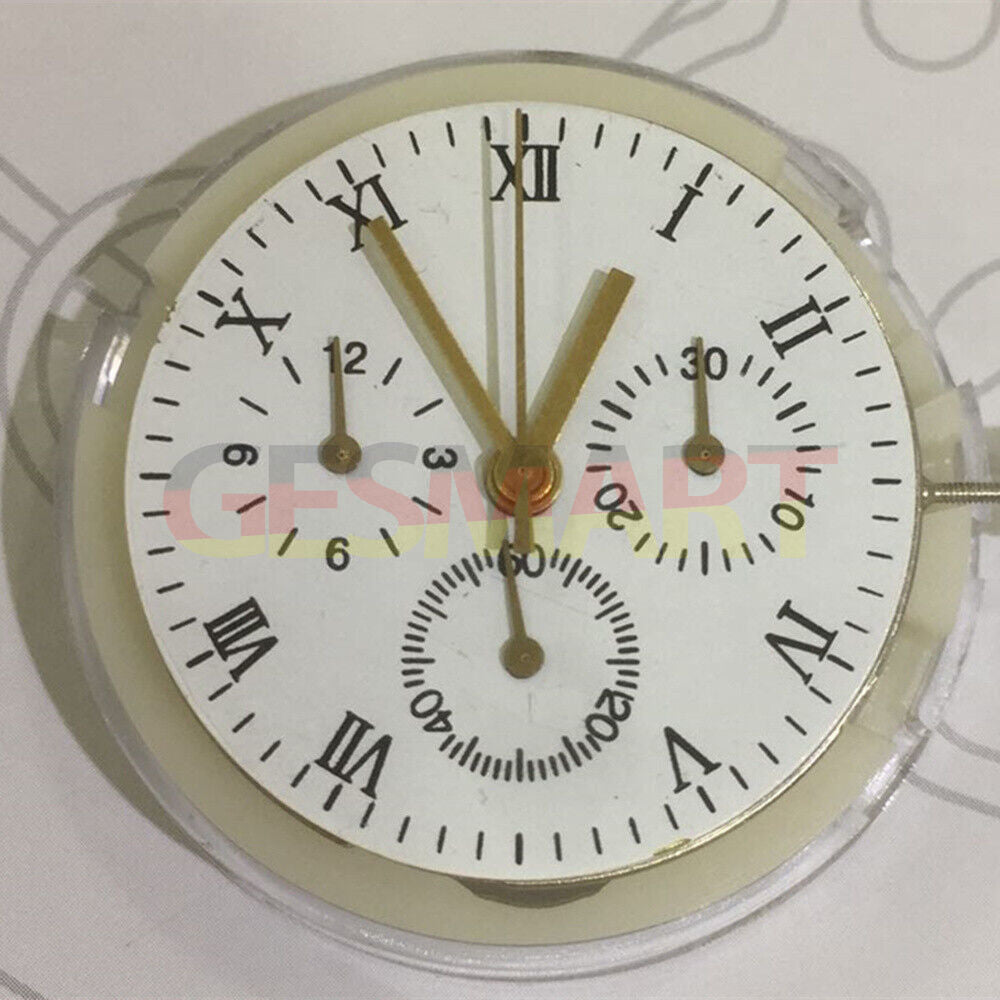 Mechanical watch movement 3 hands China made 7750 7753 small second at 6, precise timekeeping.