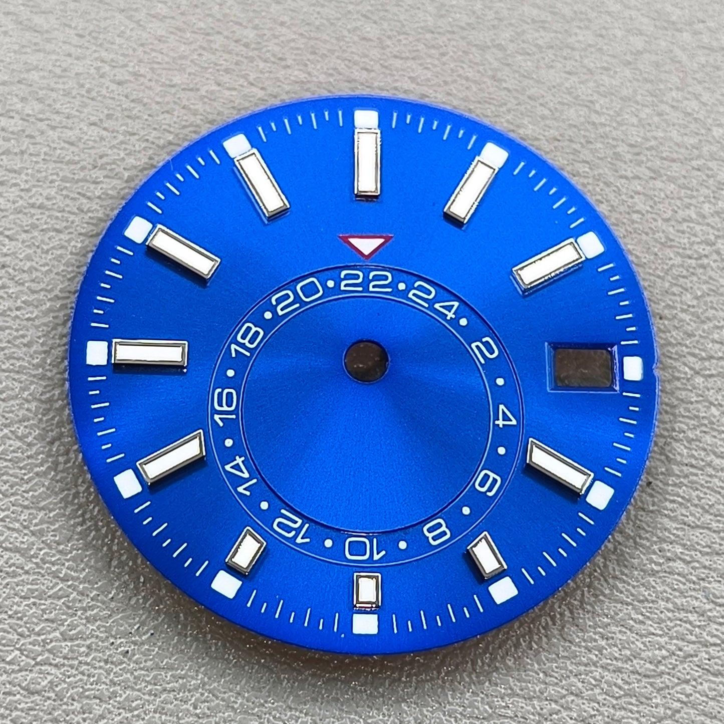 28.5mm Dark Blue Watch Dial For NH35 Movement Green Lume No Logo 24-Hour