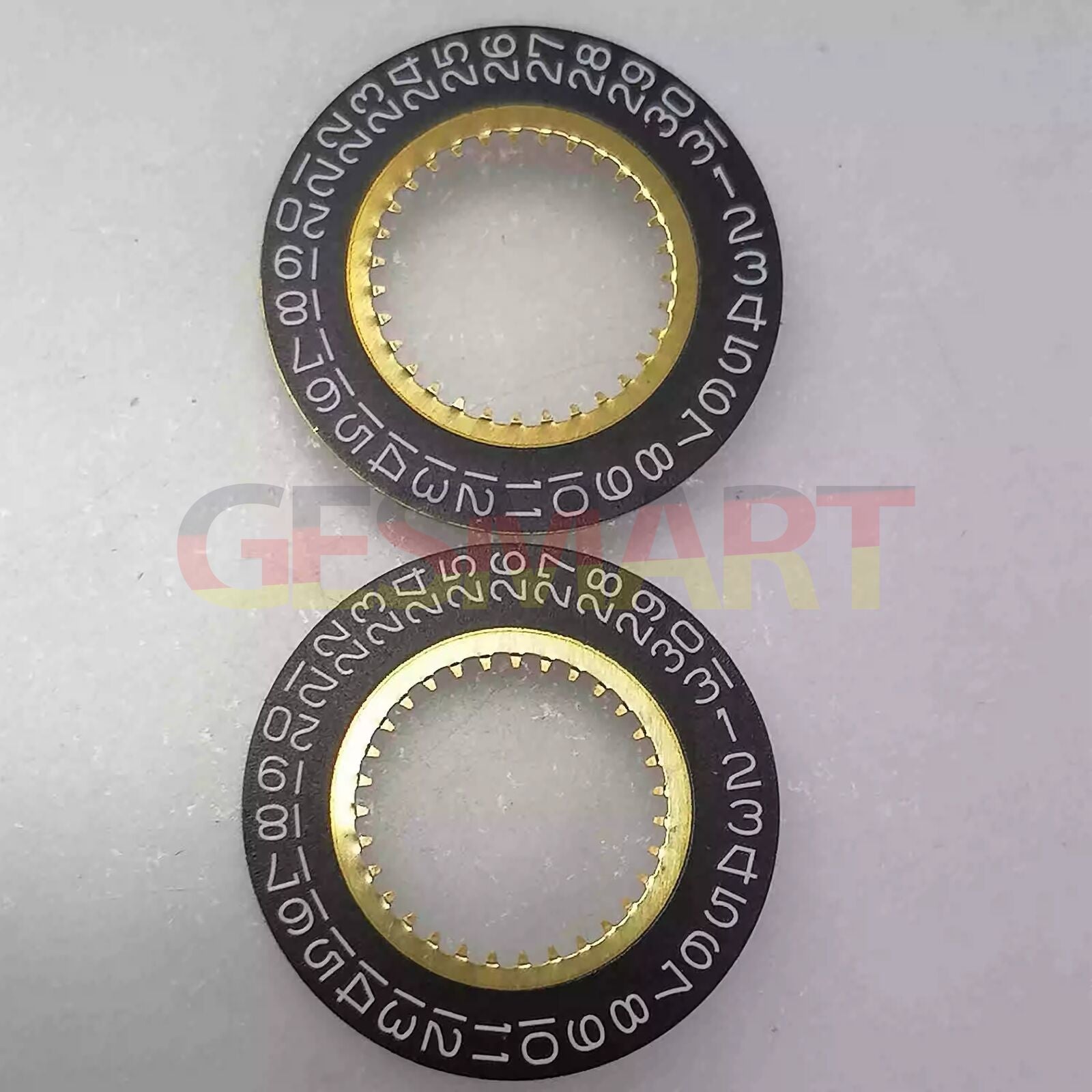 Black date disk with clear numerals, positioned at 3 o'clock for Ronda 705 quartz watch movement.